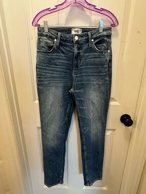EUC PAIGE “Sarah Slim” High-Rise Straight Leg Distressed Jeans - Sz 29